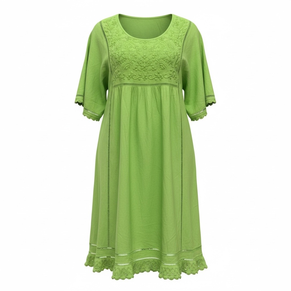 Green Embroidered Dress